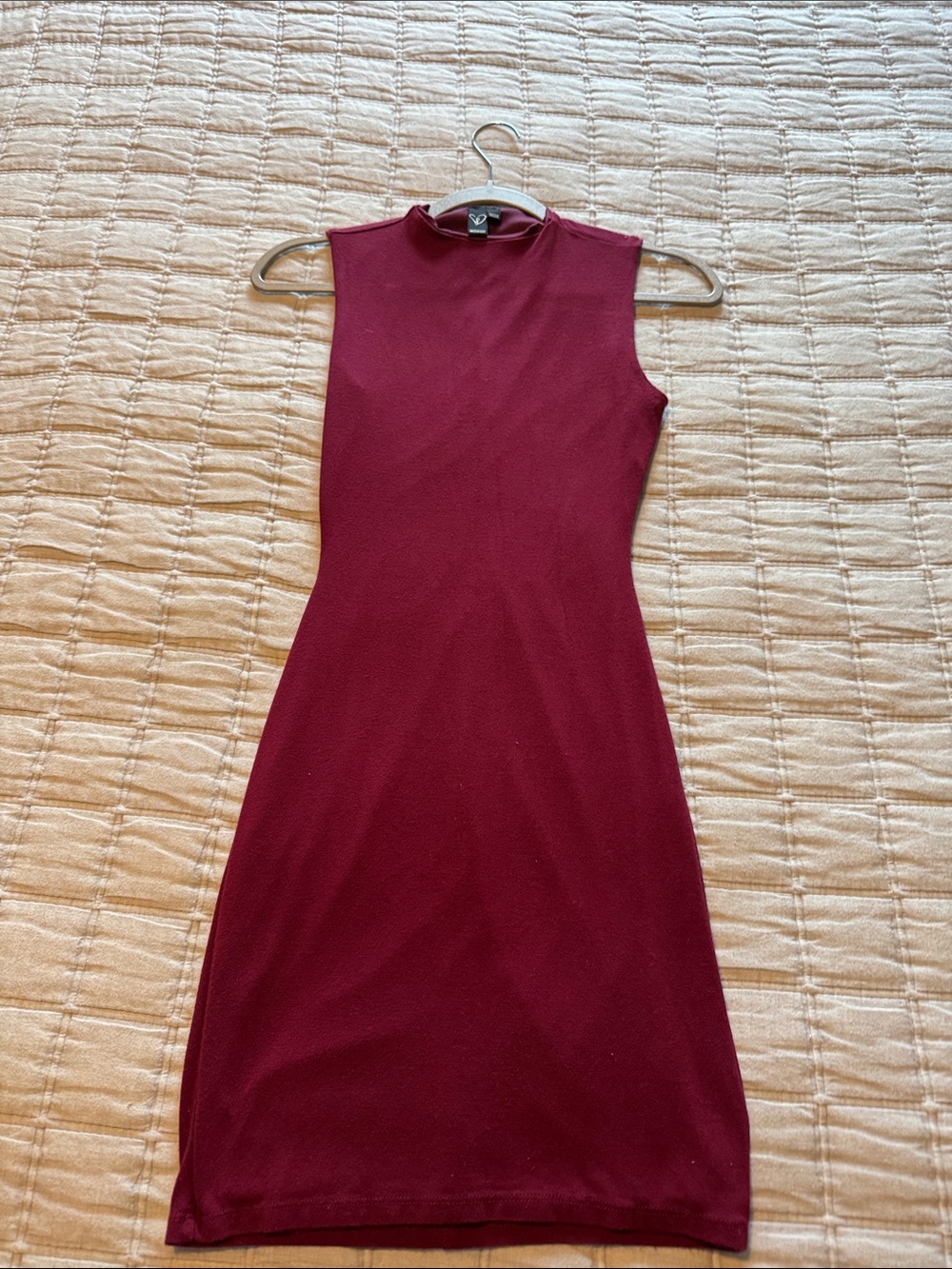 Windsor Sleeveless Mock-Neck Bodycon Mini Dress in Burgundy